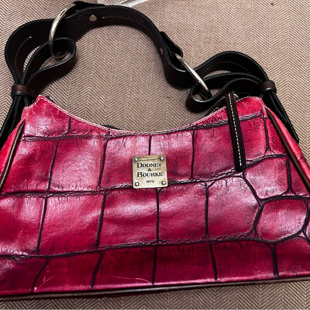 Dooney & Bourke Red Croc-Embossed Shoulder Bag